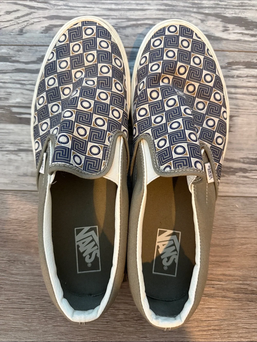 Vans Men’s Slip-On Loafers in Navy and White Geo Print